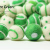 Felt Balls -  Bright Green Dots & Swirls