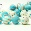 Felt Balls -  Cyan Dots & Swirls