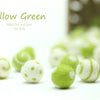 Felt Balls -  Yellow Green Dots & Swirls