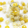 Felt Balls - Canary Yellow Dots & Swirls