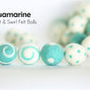 Felt Balls -  Aquamarine Dots & Swirls
