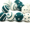 Felt Balls - Dark Peacock Dots & Swirls