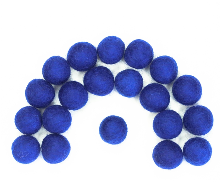 Brilliant Blue Felt Balls: 100% Wool Wet Felted Balls