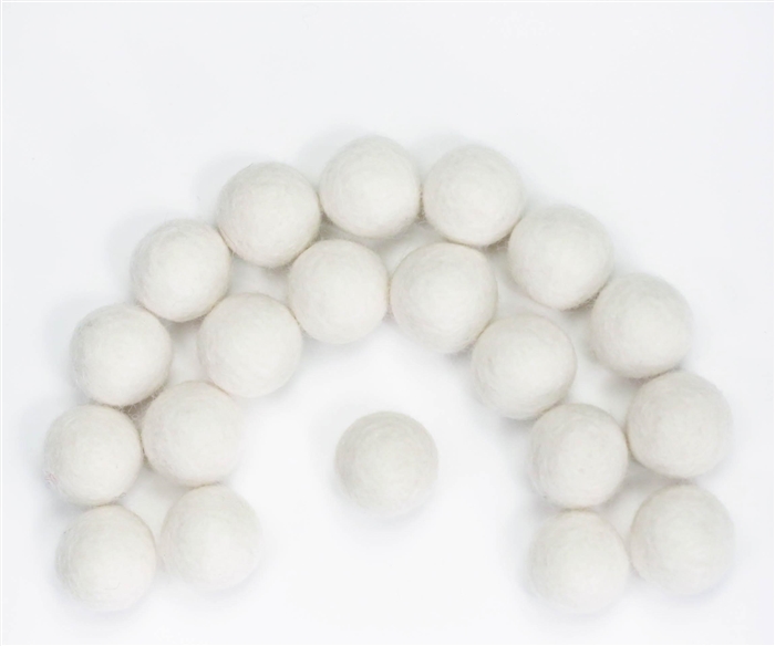 100% Wool Felt Dusty White Balls