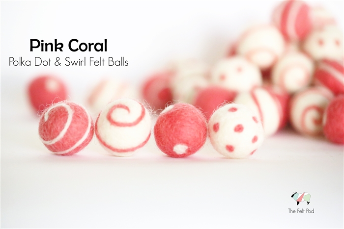 Polka Dot and Swirl Wool Felt Balls