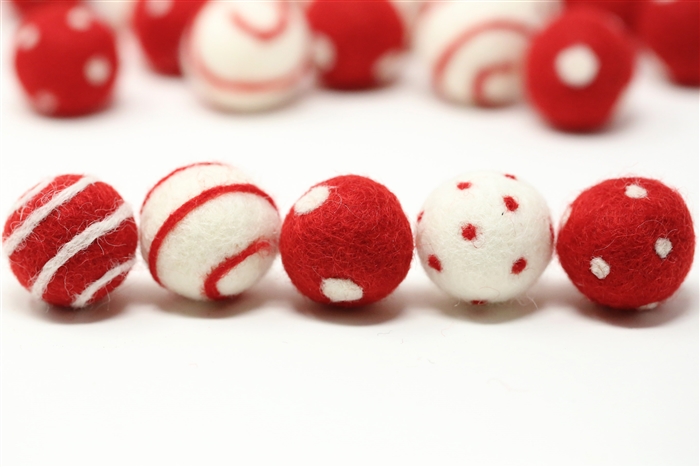 Wool Felt Balls - Red and White – Leabu Sewing Center