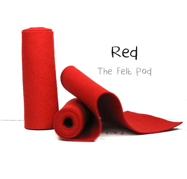100% Merino Wool Red Felt Roll: 5 Inches x 1 Yard