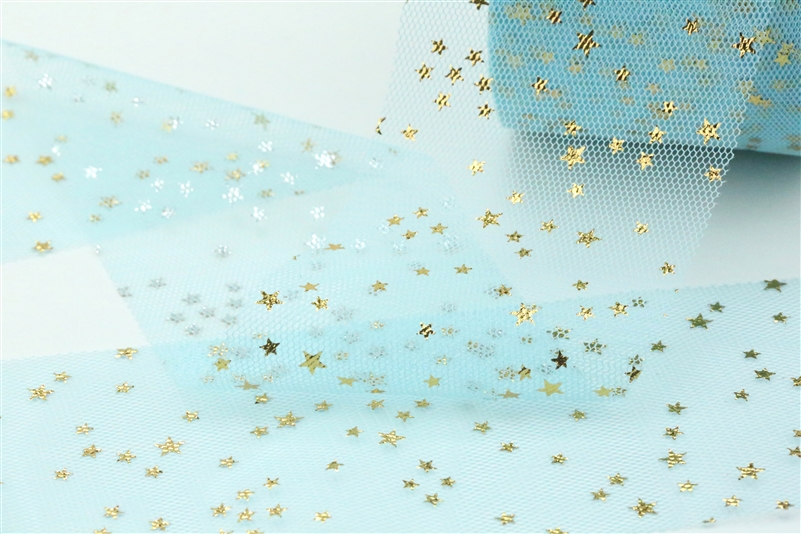 Tiffany Blue Gold Star Tulle