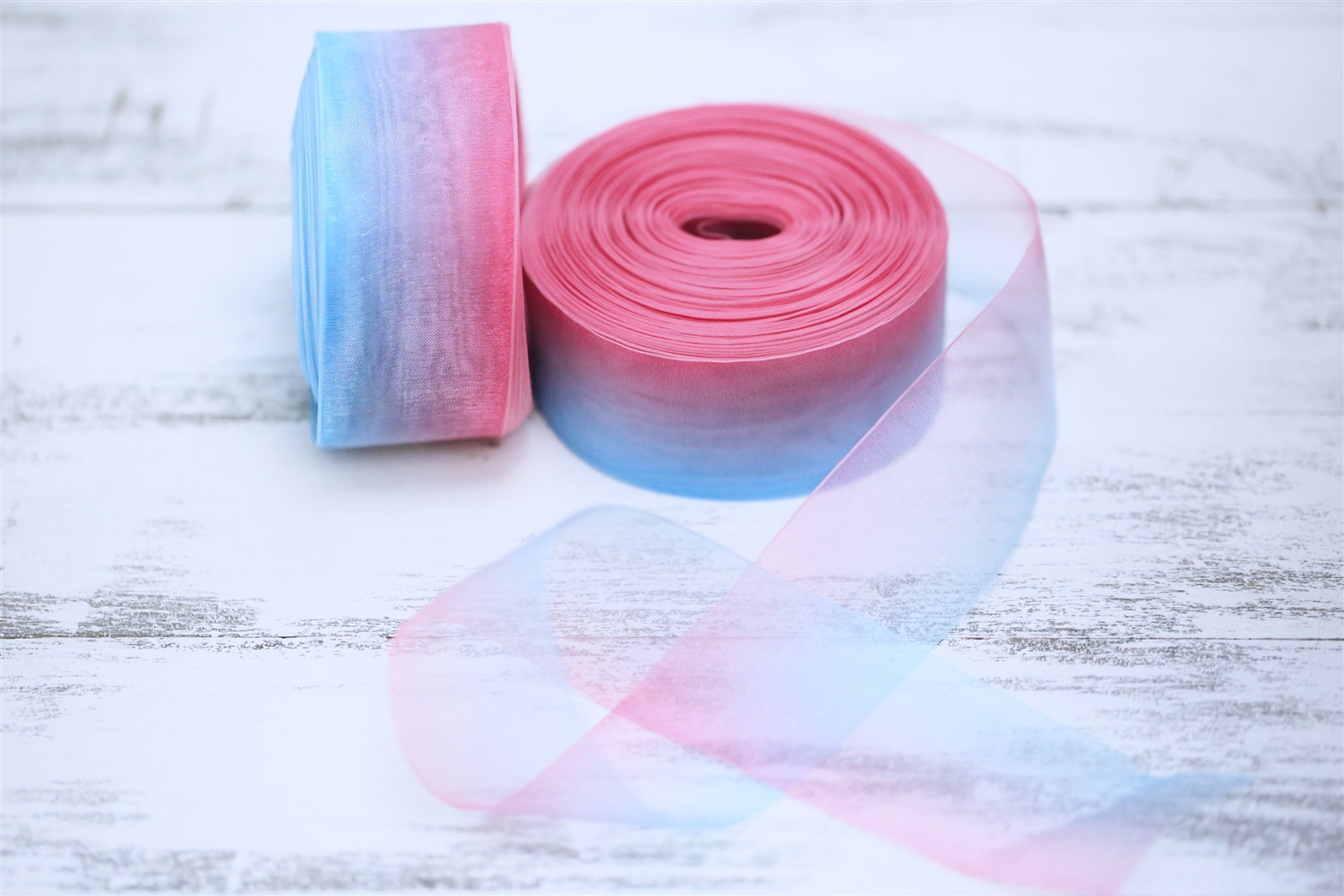 Sheer Baby Blue & Pink Craft Ribbon  Bow Making & Gift Wrap Sheer Ribbons